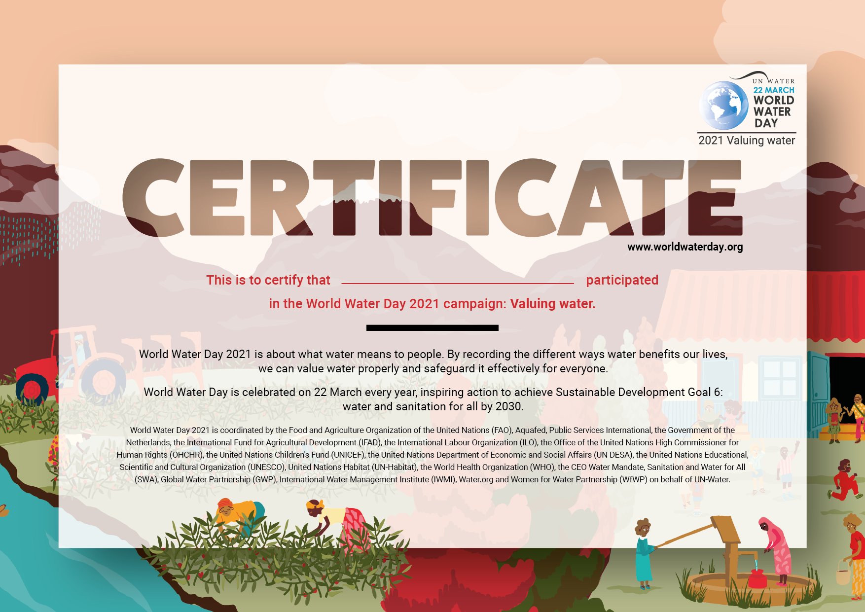 World Water Day 2021 Certificate